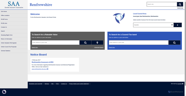 Security scan screenshot of https://www.saa.gov.uk/renfrewshire/