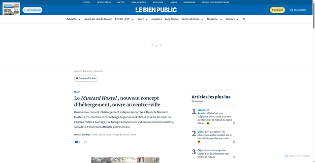 Security scan screenshot of https://www.bienpublic.com/economie/2025/11/12/le-i-mustard-hostel-i-nouveau-concept-d-hebergement-ouvre-au-centre-ville