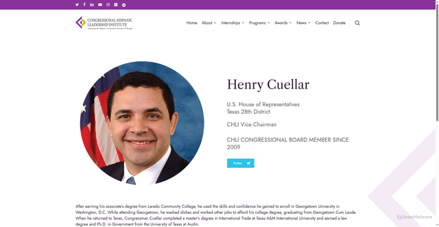Security scan screenshot of https://chli.org/leadership/rep-henry-cuellar/