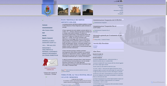 Security scan screenshot of https://www.comune.tornata.cr.it/