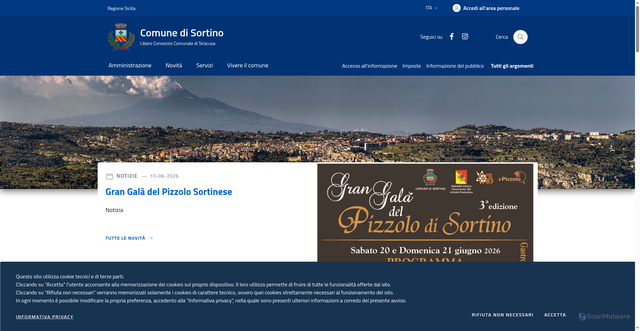 Security scan screenshot of https://www.comune.sortino.sr.it