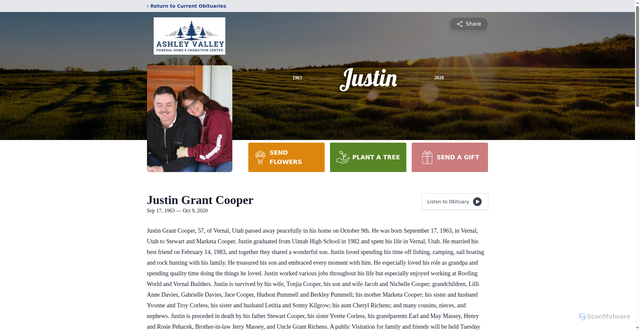 Security scan screenshot of https://www.ashleyvalleyfuneralhome.com/obituaries/justin-cooper