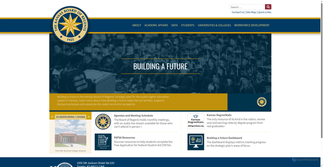 Security scan screenshot of https://kansasregents.gov/