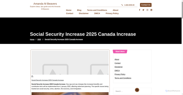 Security scan screenshot of https://amandambeaversj.pages.dev/kdcsn-social-security-increase-2025-canada-increase-cigcm/