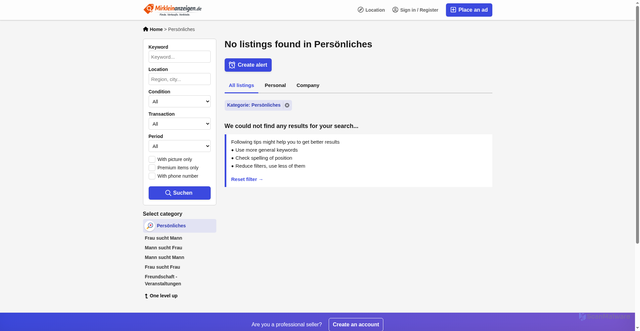 Security scan screenshot of https://mirkleinanzeigen.de/de/personliches