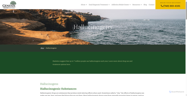 Security scan screenshot of https://genesisrecoverycenter.org/what-are-hallucinogens/