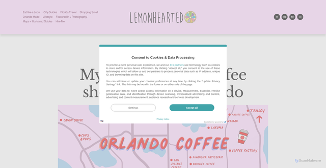 Security scan screenshot of https://www.lemonhearted.com/blog/myfavoritecoffeeshopsorlando