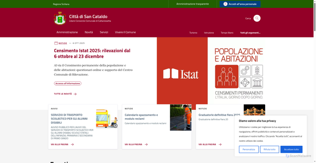 Security scan screenshot of https://comune.san-cataldo.cl.it/
