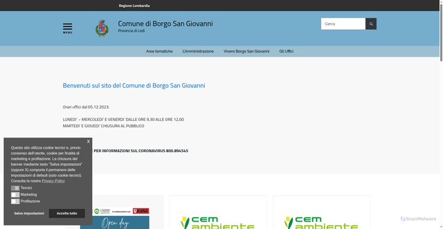 Security scan screenshot of https://www.comune.borgosangiovanni.lo.it/