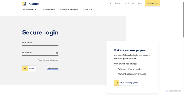 Security scan screenshot of https://my.trustage.com