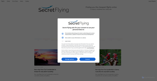 Security scan screenshot of https://www.secretflying.com/posts/category/airlines/jetblue/