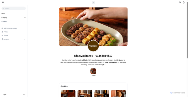 Security scan screenshot of http://nia-syaabakes.shop/