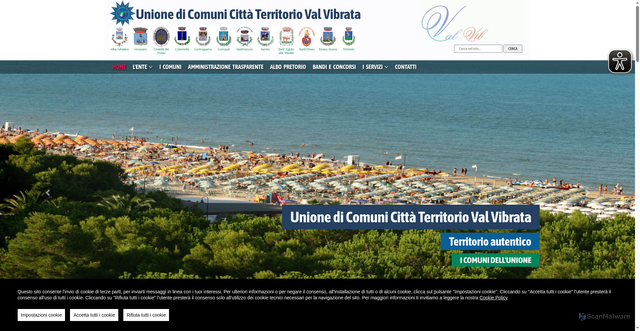 Security scan screenshot of https://www.unionecomunivalvibrata.it/