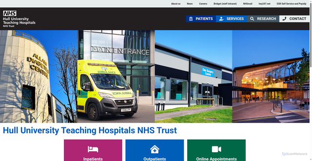 Security scan screenshot of https://www.hull.nhs.uk/