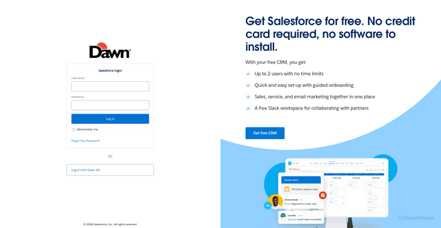 Security scan screenshot of https://dawnfoodseu.lightning.force.com