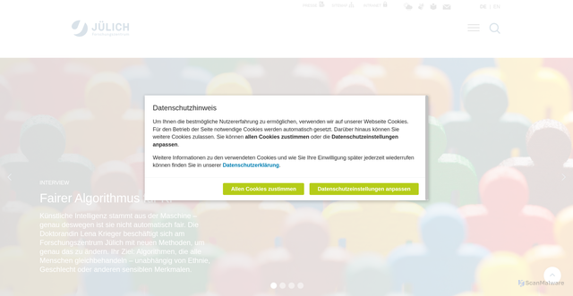 Security scan screenshot of https://www.fz-juelich.de/de