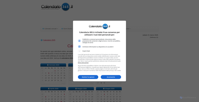 Security scan screenshot of https://calendario-365.it