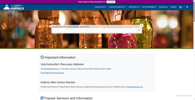 Security scan screenshot of https://www.ashevillenc.gov/