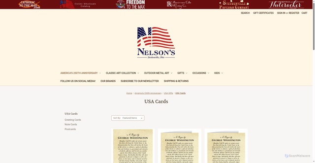 Security scan screenshot of https://nelsongifts.com/usa-cards/
