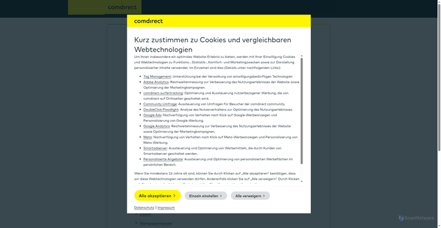 Security scan screenshot of https://api.comdirect.de