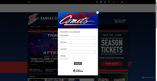 Security scan screenshot of https://www.kccomets.com/