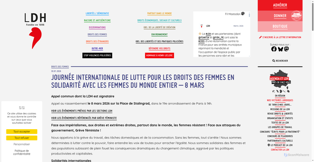 Security scan screenshot of https://www.ldh-france.org/journee-internationale-de-lutte-pour-les-droits-des-femmes-en-solidarite-avec-les-femmes-du-monde-entier-8-mars/
