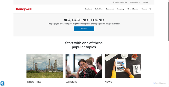 Security scan screenshot of https://pages3.honeywell.com
