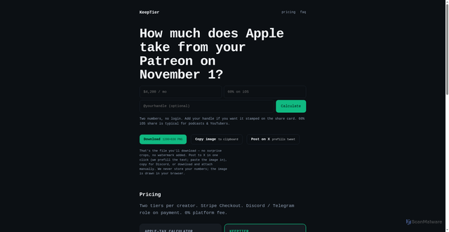 Security scan screenshot of https://keeptier.com/
