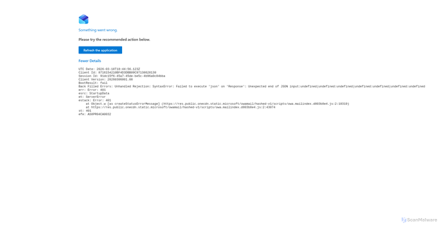 Security scan screenshot of https://eop-fs.office.com