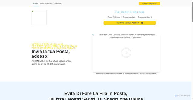 Security scan screenshot of https://postafacile.online