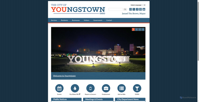 Security scan screenshot of https://youngstownohio.gov/