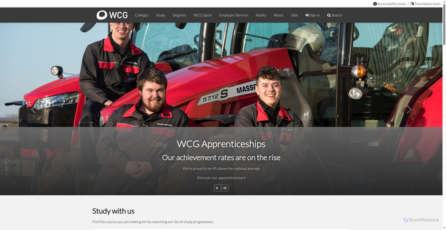 Security scan screenshot of https://wcg.ac.uk/
