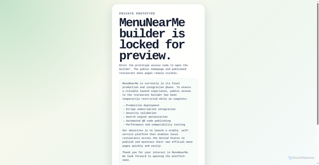 Security scan screenshot of https://menunearme.net/app.html