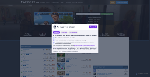Security scan screenshot of https://img.psnprofiles.com