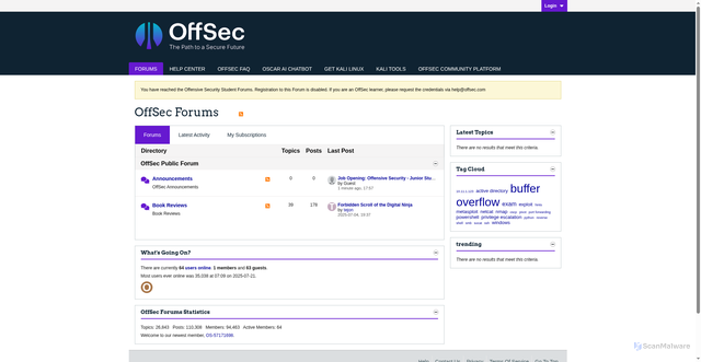 Security scan screenshot of https://forums.offsec.com/
