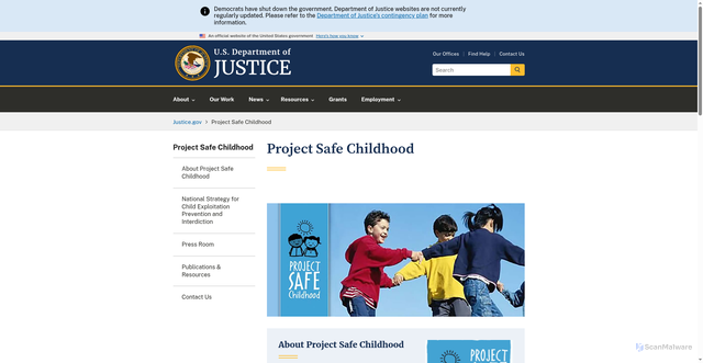 Security scan screenshot of https://www.justice.gov/psc