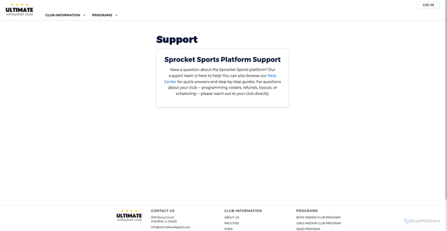 Security scan screenshot of https://ultimatevolleyball.com/contact