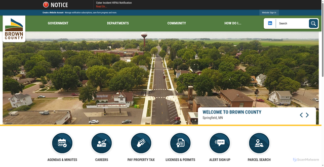 Security scan screenshot of https://browncountymn.gov/