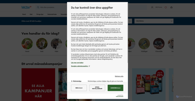 Security scan screenshot of https://vetzoo.se/