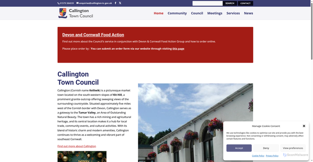 Security scan screenshot of http://www.callington-tc.gov.uk/