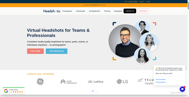 Security scan screenshot of https://www.headshots.com/