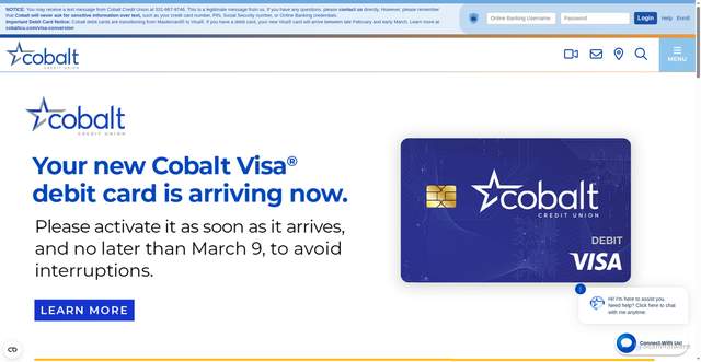 Security scan screenshot of http://cobaltcreditunion.org/
