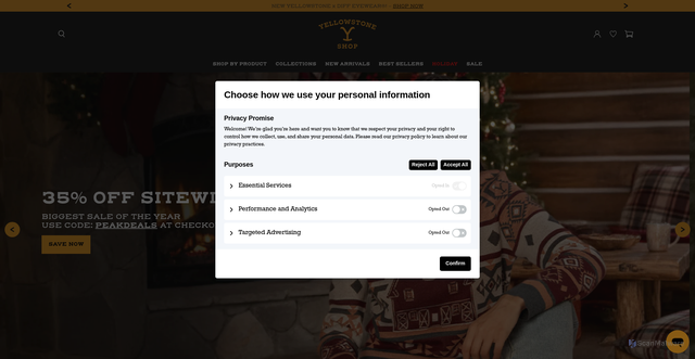 Security scan screenshot of https://yellowstonetvshop.com/?srsltid=AfmBOooxkfxO4YuvxG38dOaXrBhPEO9Ya4oRvuDrKDlQlQQBWWIsT5Aw