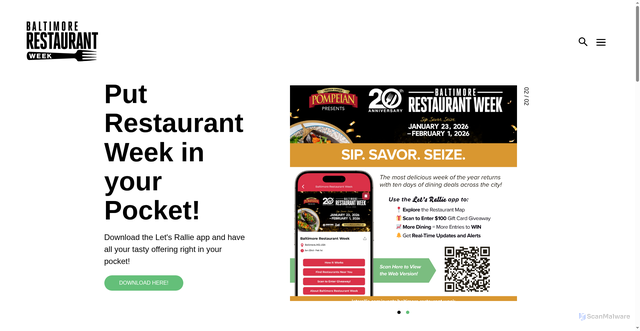 Security scan screenshot of https://baltimorerestaurantweek.com/