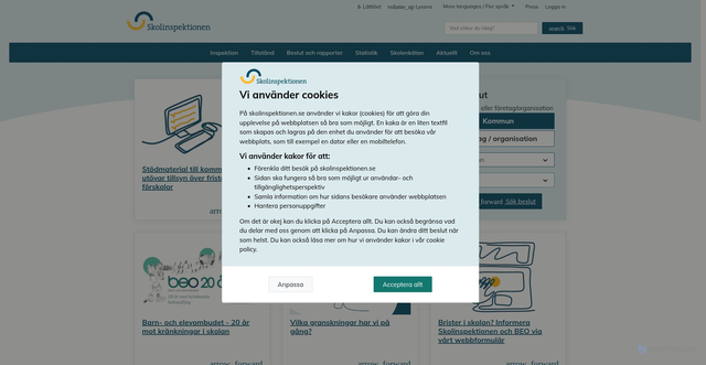 Security scan screenshot of https://www.skolinspektionen.se