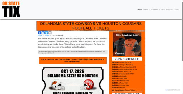 Security scan screenshot of https://okstatetix.com/oklahoma-state-vs-houston.php