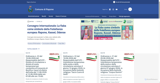 Security scan screenshot of https://www.comune.rapone.pz.it/