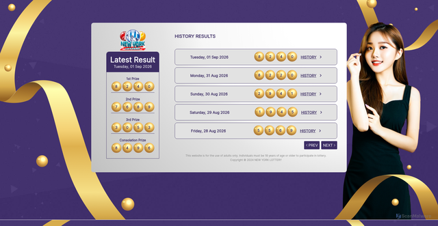 Security scan screenshot of https://uat.ny-lottery.com/