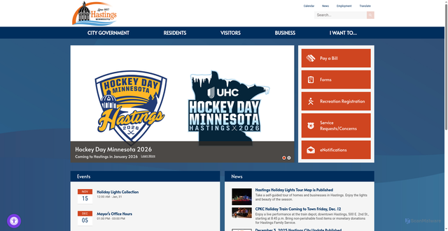 Security scan screenshot of https://www.hastingsmn.gov/