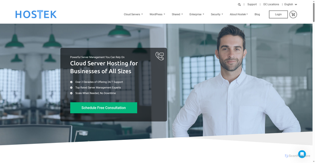 Security scan screenshot of https://hostek.com